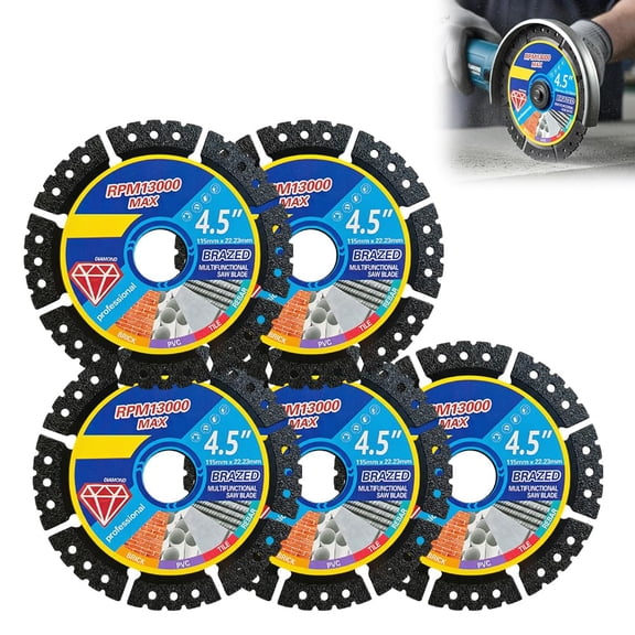 4.5" Brazed Multifunctional Saw Blade, 2026 Upgrade Stainless Steel Welded Outer Diamond Sand High Durability, Diamond Blade, Angle Grinder Discs