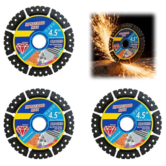 4.5" Brazed Multifunctional Saw Blade, Angle Grinder Discs, Stainless Steel Welded Outer Diamond Sand High Durability For Construction/Remodeling