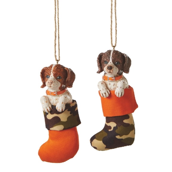 4.5" Brown English Springer Spaniel Puppy Dog in Stocking Christmas Ornament
