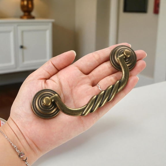 4.5'' C-C Center Drawer Pulls, 4 Pack Antique Bronze Bail Drop Swing Handles for Dresser Cabinet Knob, Vintage Style Brass Handle 114 mm (4.5 Inch) Center to Center Furniture Pulls