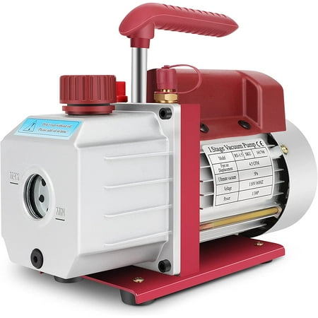 4.5 CFM Single Stage 5pa Rotary Vane Deep Vacuum Pump 1/3HP 330ML HVAC AC Air Conditioner Tool 1 Stage Refrigeration Manifold Gauge Wine Degassing Milk and Medical Processing 110V 60Hz