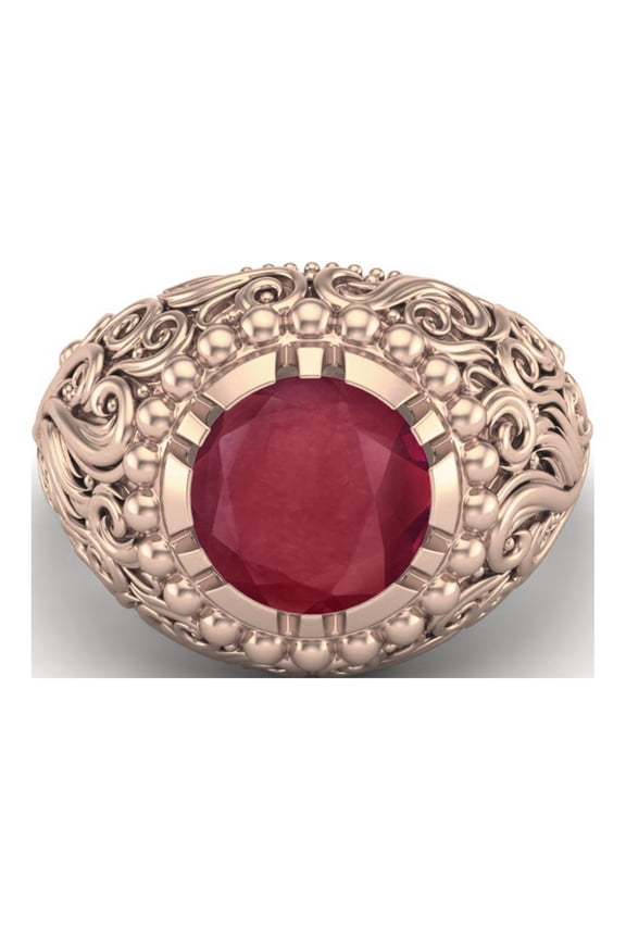 4.5 CT Round Shape Ruby Glass Filled 925 Sterling Silver Rose Vermeil Solitaire Women Cocktail Valentines Day Gifts Ring