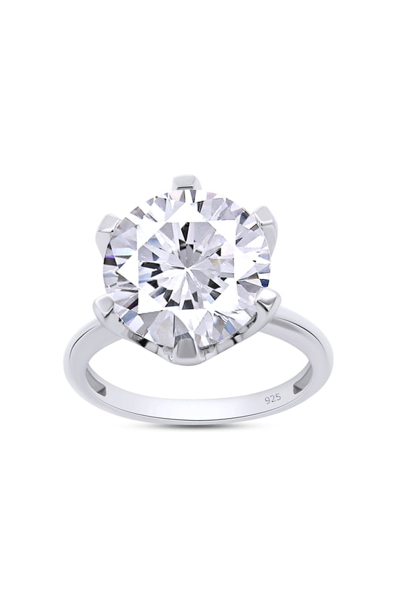 4.5 CT Six Prong 11 mm Lab Created Moissanite Diamond Solitaire Engagement Ring for Women in 14k White Gold Plated 925 Sterling Silver, Gift for Wedding, Engagement & Anniversary Certificate D-E, VVS1