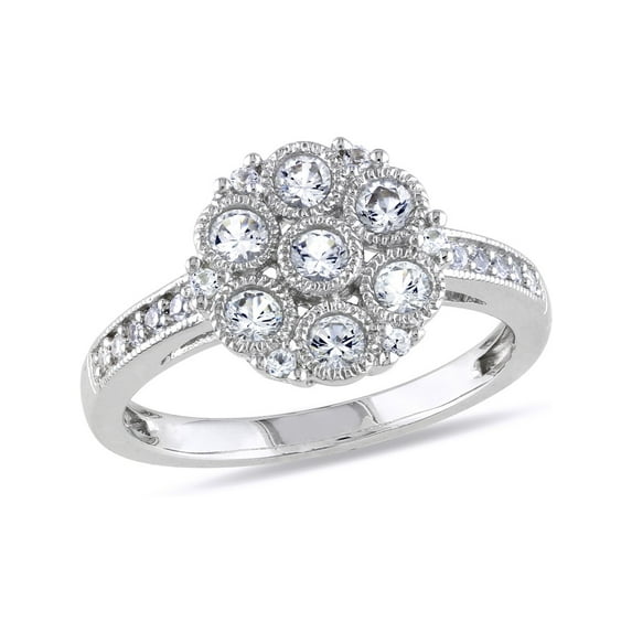 4/5 Carat (Ctw) Created White Sapphire Floral Ring In Sterling Silver