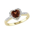 thumbnail image 1 of Gem & Harmony 4/5 Carat (Ctw) Garnet and Diamond Heart Ring in 10K Yellow Gold for Women, 1 of 6