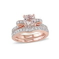 thumbnail image 1 of 4/5 Carat (Ctw) Morganite and Diamond Engagement Ring Bridal Wedding Set 14K Pink Gold, 1 of 5