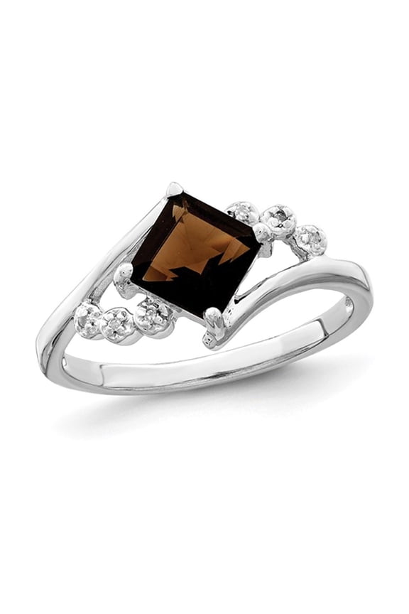 Gem & Harmony 4/5 Carat (Ctw) Princess-Cut Smoky Quartz Ring in Sterling Silver for Women
