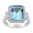 thumbnail image 1 of AFFY 4.5 Carat (Ctw) Simulated Aquamarine & White Natural Diamond Cluster Engagement Ring In 14k Solid White Gold Ring Size-5.5, 1 of 1