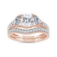 thumbnail image 1 of AFFY 4.5CT Cushion & Round White CZ Engagement Bridal Ring 14K Rose Gold over Silver-10.5, 1 of 8