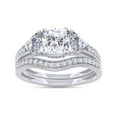 thumbnail image 1 of AFFY 4.5CT Cushion & Round White CZ Engagement Bridal Ring 14K White Gold over Silver-7.5, 1 of 9