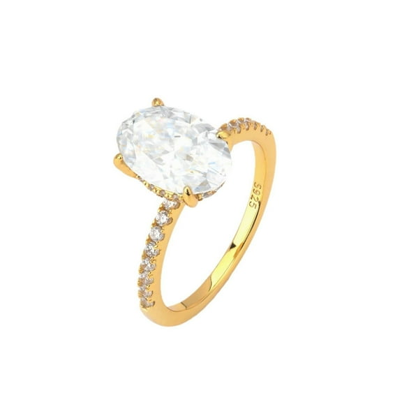 4.5 Carat Gold Moissanite Rings for Women Oval Engagement Rings D Color VVS1 Clarity Diamond Ring 925 Sterling Silver Wedding Anniversary Ring