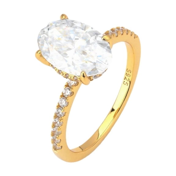4.5 Carat Gold Moissanite Rings for Women Oval Engagement Rings D Color VVS1 Clarity Diamond Ring 925 Sterling Silver Wedding Anniversary Ring