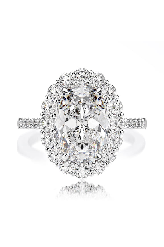 4.5 Carat Moissanite Rings for Women D Color VVS1 925 Sterling Silver Oval Cut Moissanite Engagement Rings Simulated Diamond Wedding Bands Lab Created Diamond Promise Rings