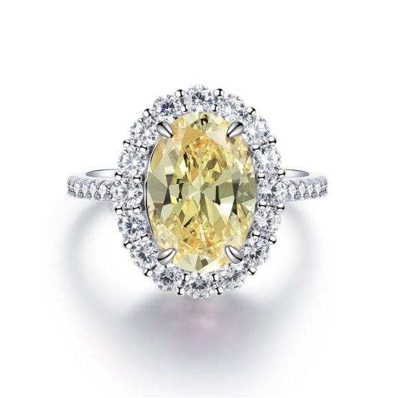 4.5 Carat Oval Cut Engagement Rings for Women CZ Crushed Ice Simulated Diamond Ring 925 Sterling Silver Promise Rings for Her Size 5-10