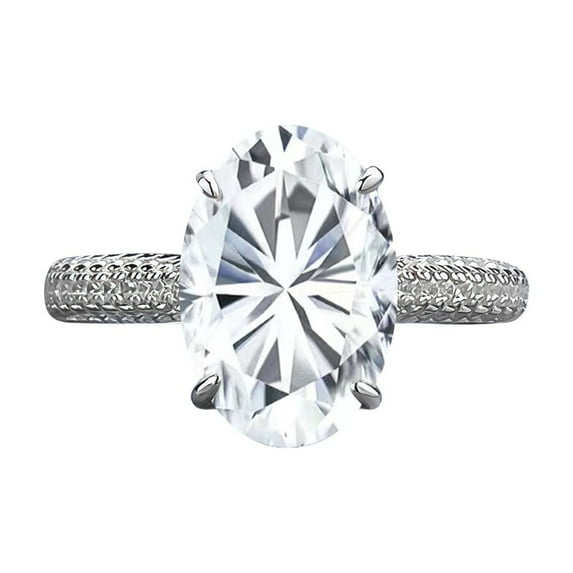 4.5 Carat Oval Engagement Ring D Color VVS1 Clarity Moissanite Rings for Women 925 Sterling Silver Anniversary Wedding Rings Size 5-9