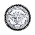 thumbnail image 1 of AFFY 4/5 Carat Round Black Natural Diamond Men's Anniversary Medusa Ring 14K White Gold Over Sterling Silver Ring Size-13.5, 1 of 1