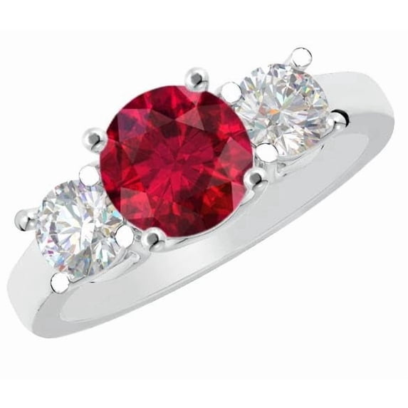 Lab Groen Ruby 4.5 Carat Round LAB GROWN Ruby and LAB GROWN Diamond Engagement Ring (4 ...