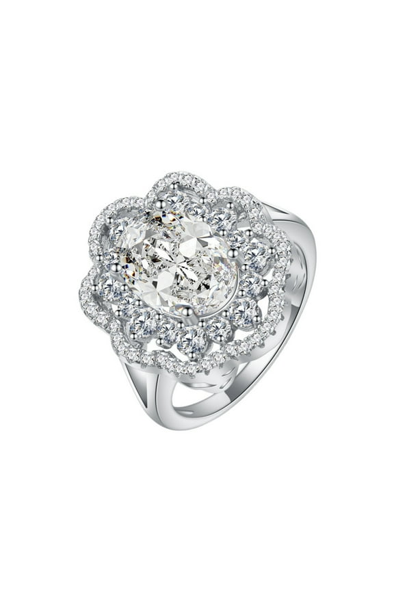 4.5 Carat Womens Statement Rings CZ Imitation Moissanite Diamond Rings for Women 925 Sterling Silver Cocktail Ring Costume Diamond Jewelry for Wedding Engagement