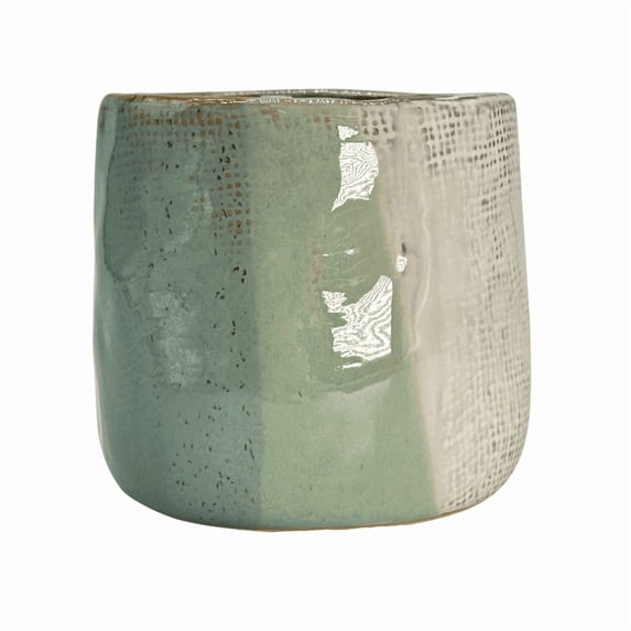 Admired by Nature ABN5E197-GRN 4.5' Ceramic Flower Planter, Ceramic Pot Planter, Plant Home Dcor, Green