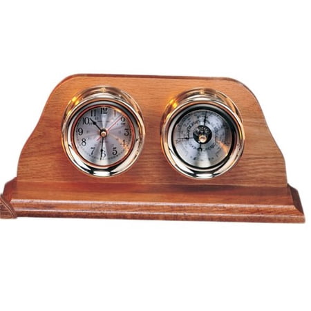 4.5 Clock & Barometer on Base Nautical Tropical Home Decor