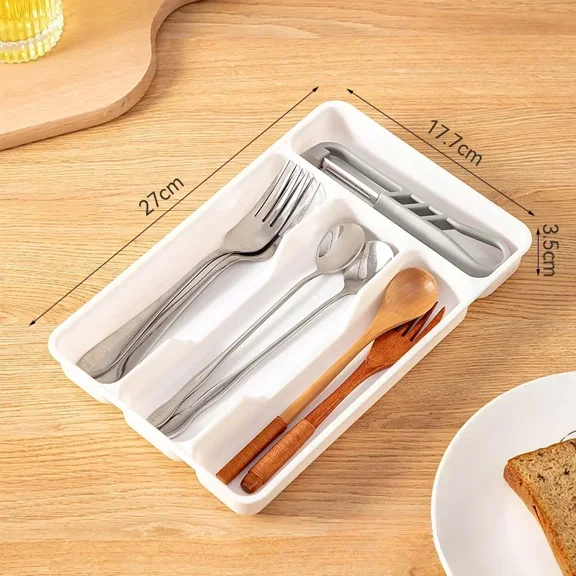 4/5 Compartments Cutlery Organizer Daily Drawer Divider Tray Rectangle Easy Clean Home Kitchen Spoon Fork Separation Box