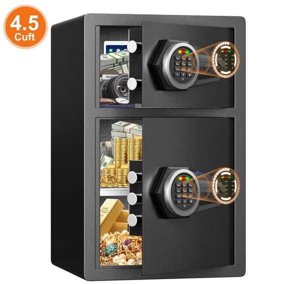 4.5 Cu Ft Double Door Safe Box, Digital Keypad Security Safe with Dual Lock System, Home Safe for Cash, Jewelry, Documents, and Valuables