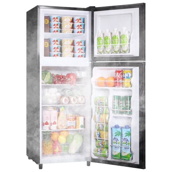 WANAI Mini Fridge with Freezer Black 4.5 Cu. Ft 2-Door Compact Refrigerator Dorm Apartment 7 Adjustable Thermostats 4 Removable Shelves