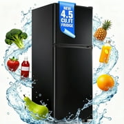 4.5 Cu.ft Mini Fridge with Freezer 2-Door Compact & 7 Settings Temperature Adijustable, Refrigerator for Dorm, Office, Bar, RV, Bedroom, Black