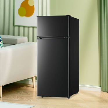 DEMULLER 4.5 Cu.ft Mini Refrigerator Double Door Mini Fridge Top Freezer for Office Apartment Black