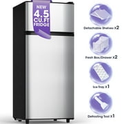 Manastin 4.5 Cu.ft Mini Refrigerator with Freezer,Small Refrigerator for Office,Kitchen,Dorm and Bedroom ,2 Doors Mini Fridge with Adjustable Shelves(Sliver)