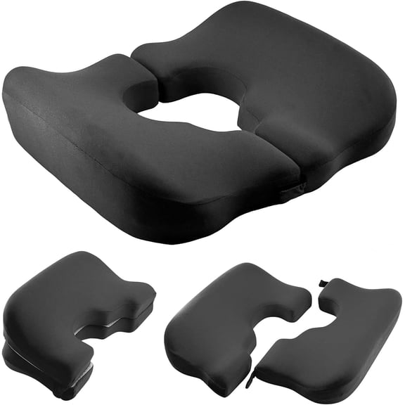 4.5" Donut Pillow for Tailbone Pain, 100% Memory Foam Bedsore Pressure Relief Pillow, Thick Anti Bedsore Cushion - T Shaped Opening Tailbone Pillow - Dark Grey