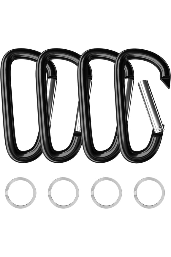 4" & 5" Extra Large Aluminum Carabiner D Ring, Caribeener Clips, Spring Snap Hook for Keychain Clip, Set of 4