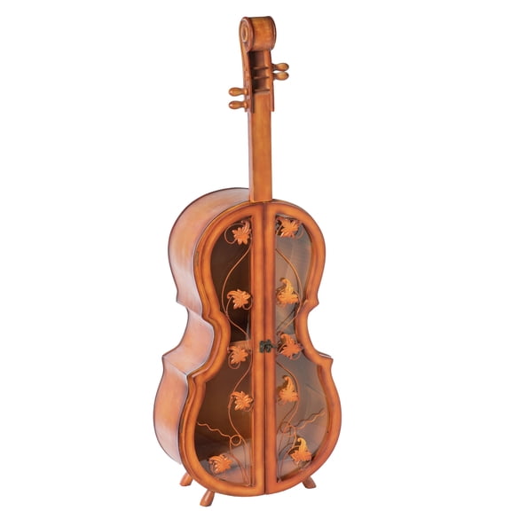 4.5 Feet Tall Violin Shaped Cabinet With 2 Shelf and Acrylic Clear Double Door