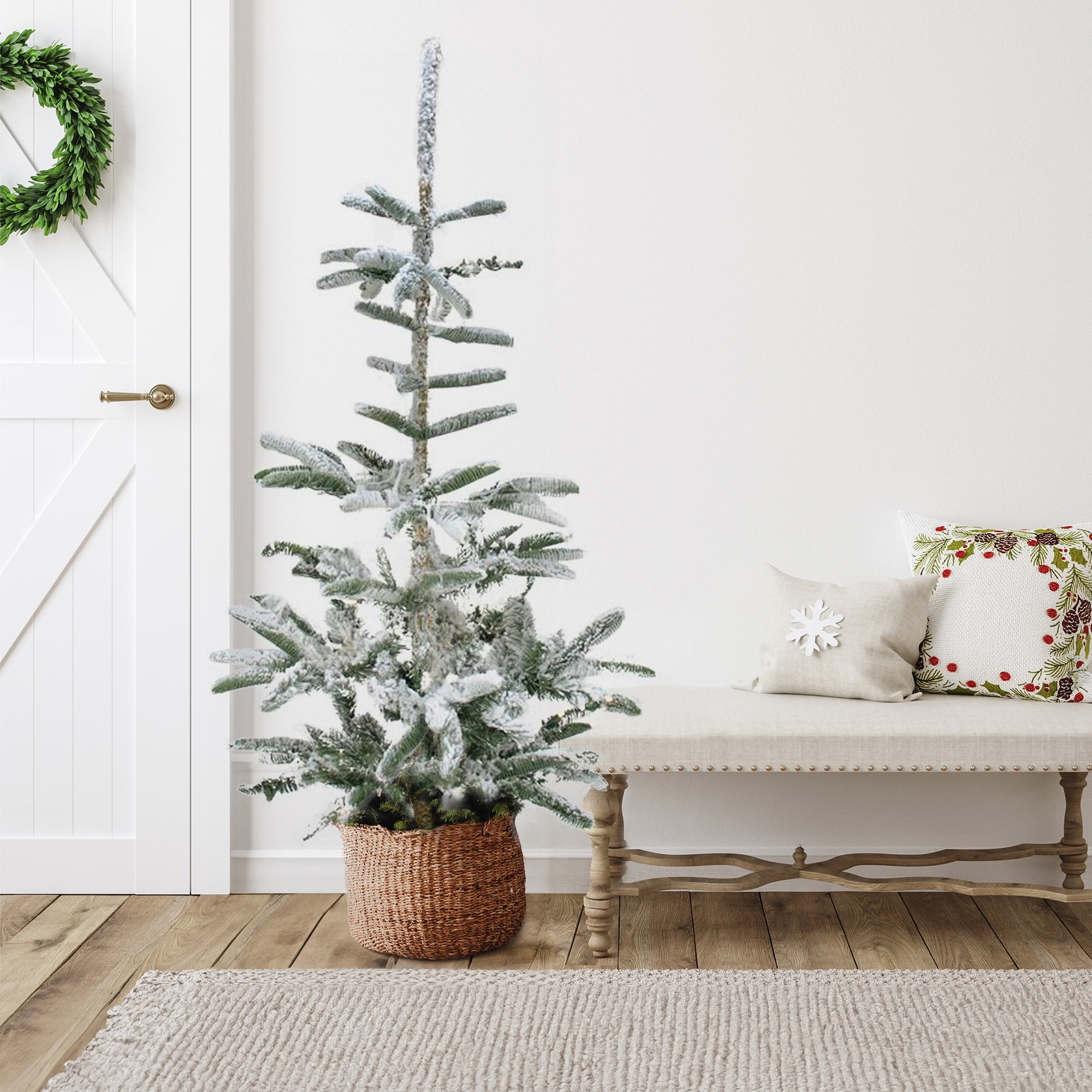4.5' Flocked Noble Fir Artificial Christmas Tree - Unlit
