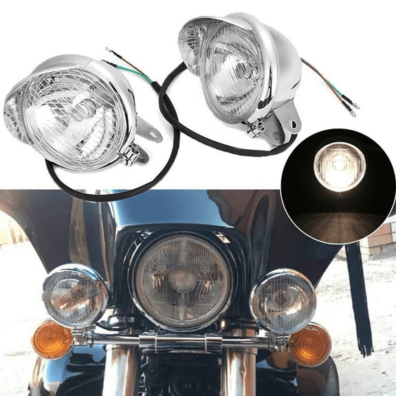 4.5" Fog Light Passing Lamp Chrome Passing Fog Auxiliary Light Compatible with Yamaha V-Star XVS 250 650 950 1100 1300 XVZ1300, 1 Pair