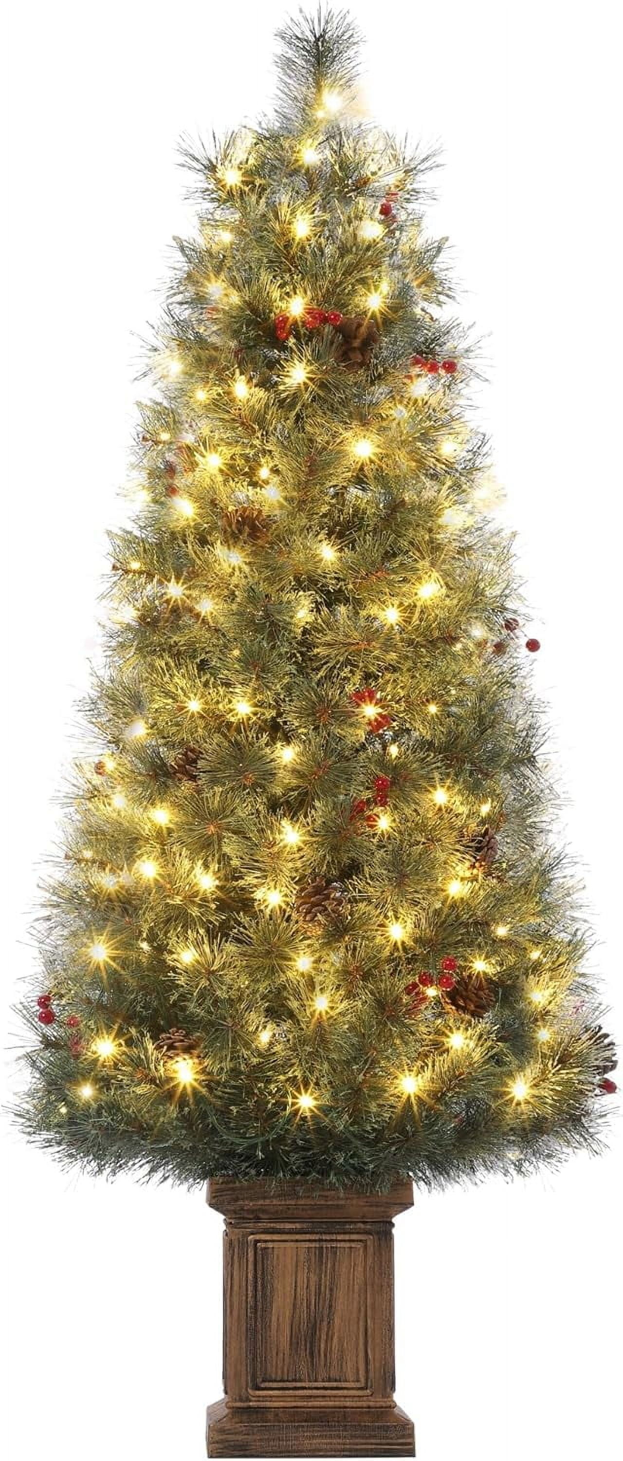 4.5 Ft Christmas Tree Pre-lit,Small Christmas Tree with 108 Lights 4.5 ...