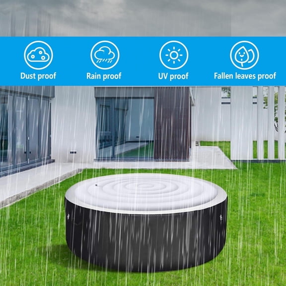 4.5 Ft Inflatable Hot Tub Cover, Foldable Energy Saving Lid For Round Outdoor Inflatable Hot Tubs, Light And Portable Round Hot Bath Energy-Saving Cover Outdoor Inflatable