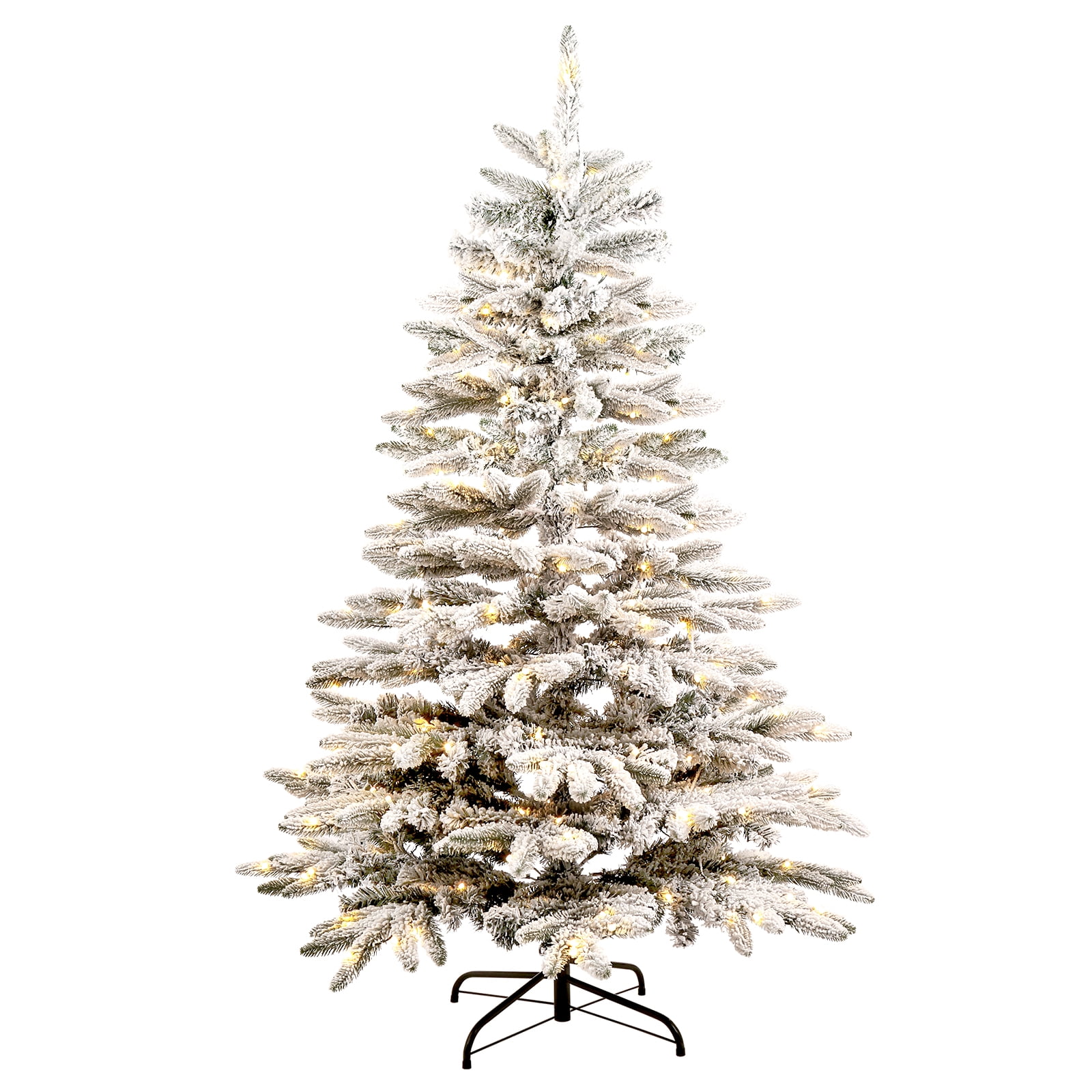 4.5 Ft PreLit Artificial Christmas Tree, Snow Flocked Alaskan Pine