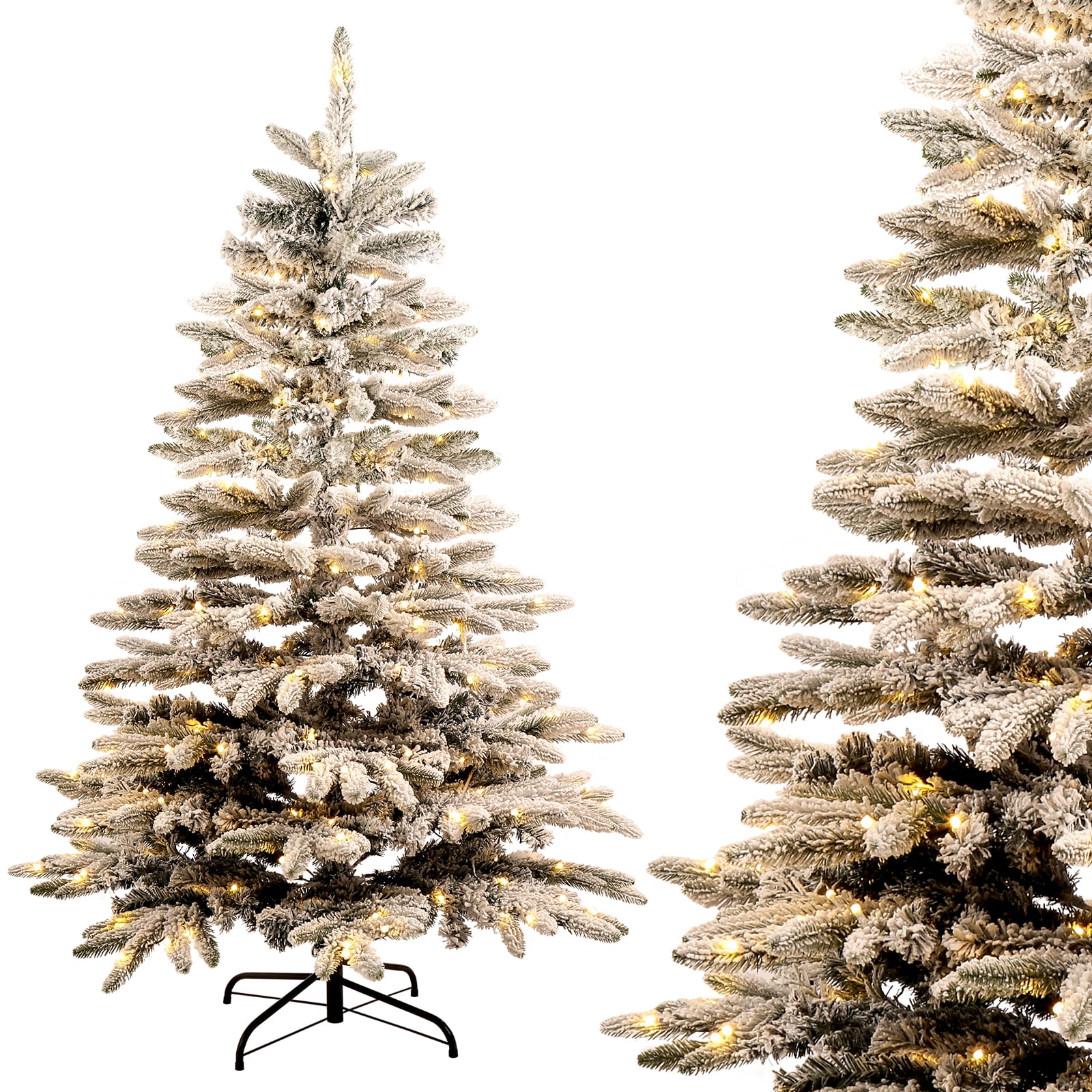 4.5 Ft PreLit White Christmas Tree, 423 Flocked Frosted Tips