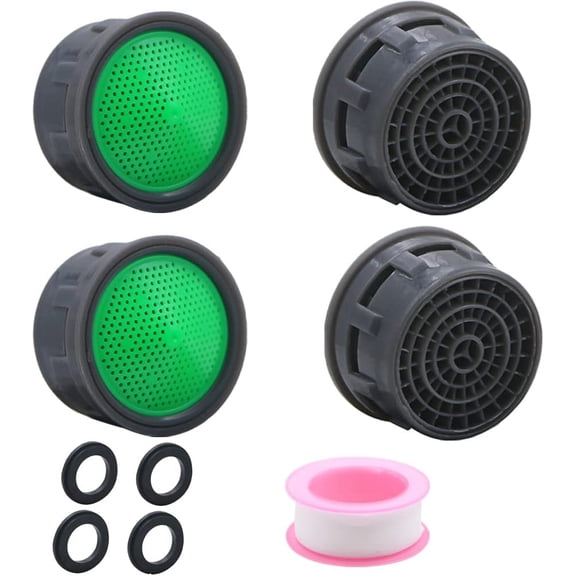 4.5 GPM Flow Restrictor Insert Faucet Aerators, Standard Size, Metal, Polished Finish, 4 Pack