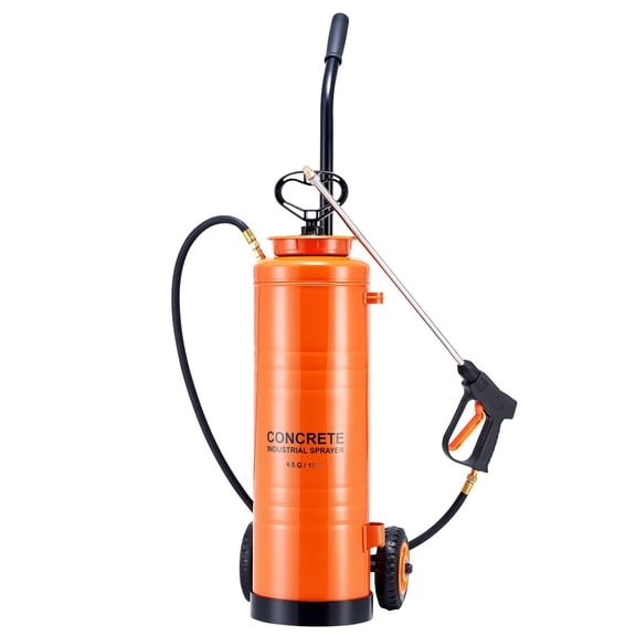 4.5-Gallon Concrete Sprayer, Stainless Steel, Ergonomic Handle & Removable Cart, 48 & 120-Inch Hose, for Form Oils