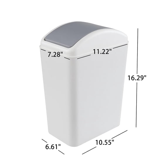 4.5 Gallon Gray Swing-Top Trash Can – Plastic Garbage Bin for Home Office