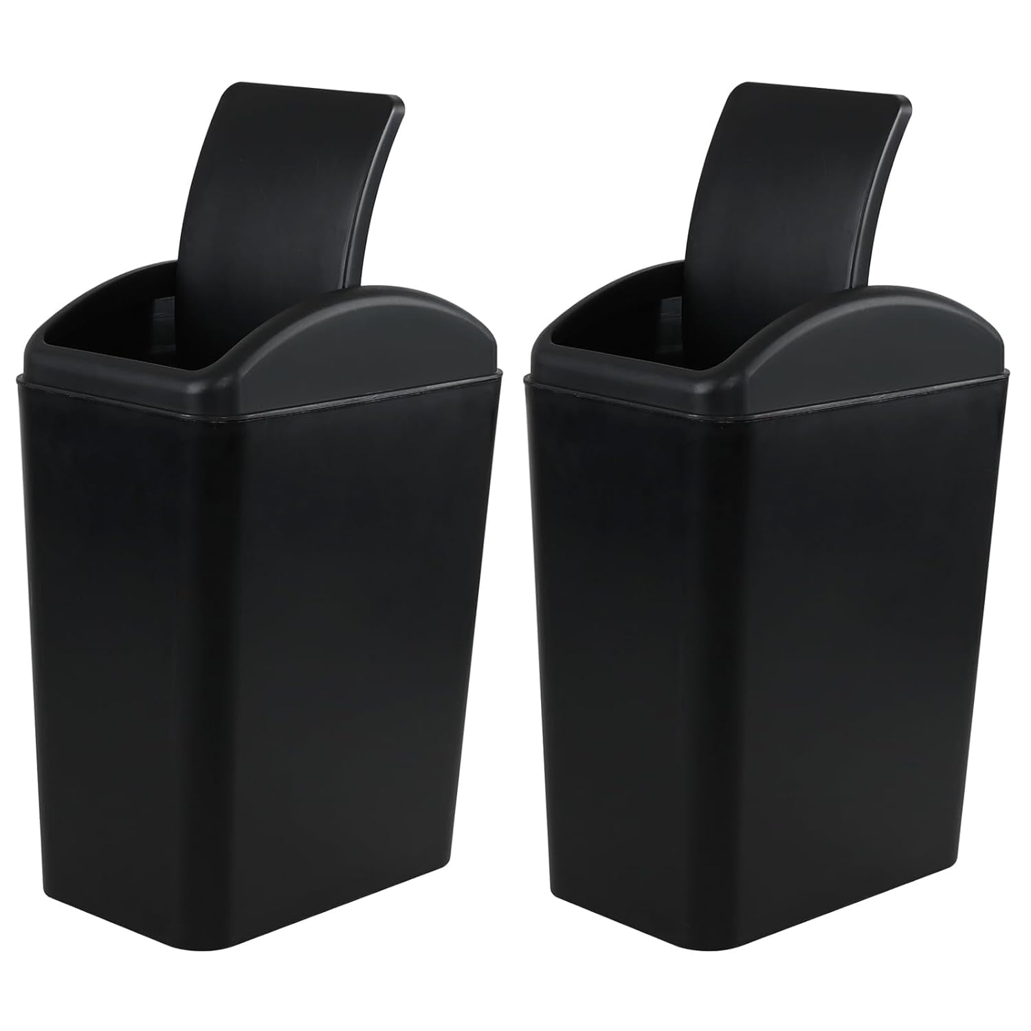 4.5 Gallon Plastic Trash Can with Swing Lid, Slim Garbage Bins, Black ...