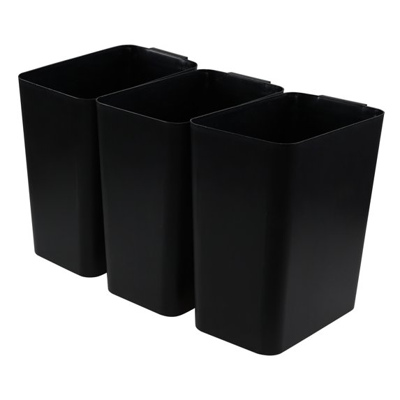 Julyeen 4.5 Gallon 3 Pack Rectangular Plastic Wastebasket, Small Garbage Bin, Slim Trash Can for Kitchen, Bathroom, Office, Black