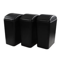 4.5 Gallon Top Trash Bin, Plastic Garbage Can with Lid, Black, 3 Pack