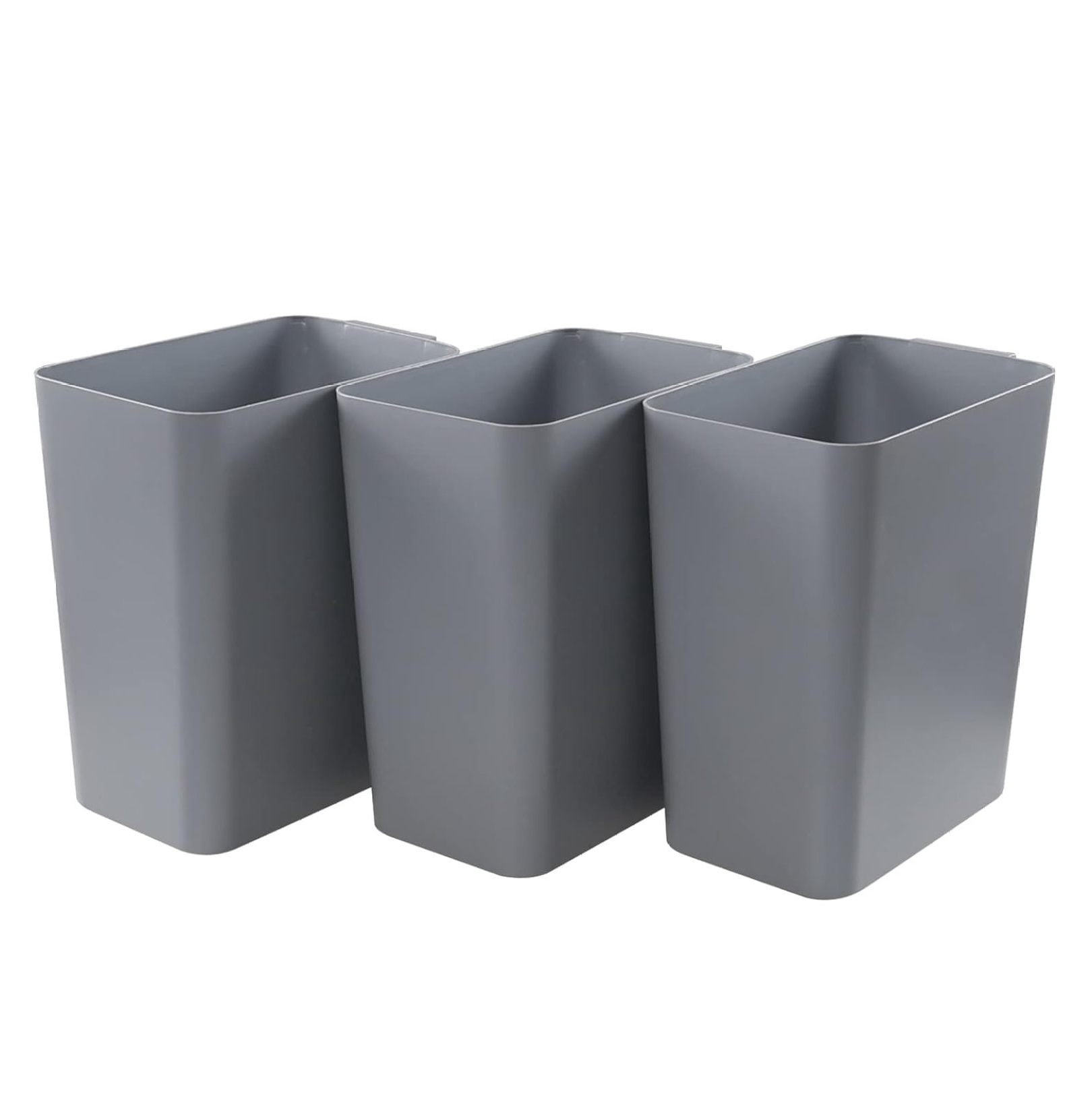 4.5 Gallon Trash Cans 3-Pack, Gray Plastic Waste Bins for Kitchen ...