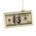 thumbnail image 1 of 4.5" Gold 100 Dollar Bill Glass Christmas Ornament, 1 of 6