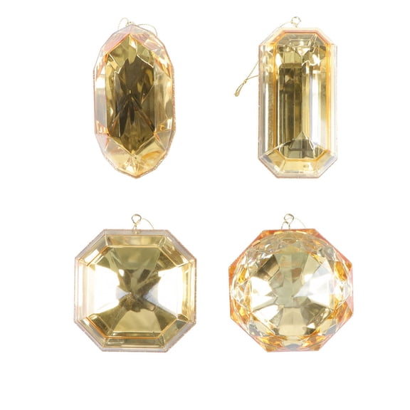 4-5" Gold Jewel Glitter Orn Assort 4/Bag