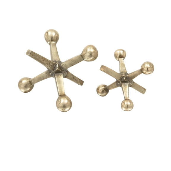4", 5"H Gold Aluminum Metal Jack Sculpture, by DecMode (2 Count)