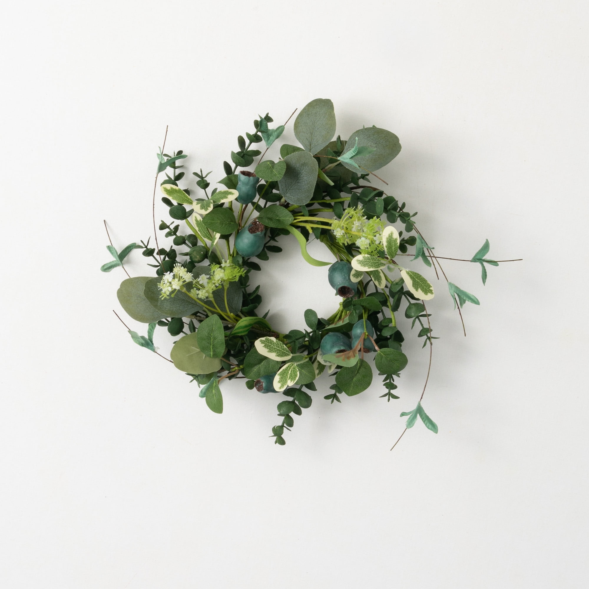 4.5"H Sullivans Green Pod Foliage Mini Wreath, Green